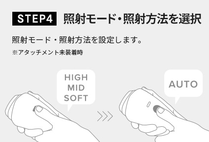 基本の使い方 SETP4 照射モード・照射方法を選択