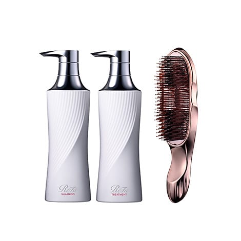 リファビューテックシャンプー &トリートメント & リファイオンケアブラシ プレミアム（ローズゴールド）
