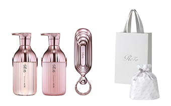 【ReFaギフトラッピングセット S】リファミルクプロテインシャンプー & トリートメントピンク & シャンプーブラシミルク（ピンク） セット