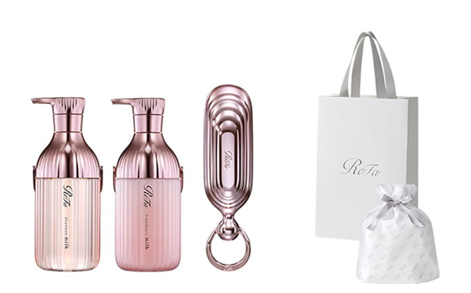 【ReFaギフトラッピングセット S】リファミルクプロテインシャンプー & トリートメントピンク & シャンプーブラシミルク（ピンク） セット