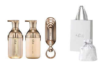 【ReFaギフトラッピングセット S】リファミルクプロテインシャンプー ＆ トリートメントロイヤル ＆ シャンプーブラシミルク（ブラウンゴールド） セット