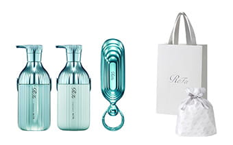 【ReFaギフトラッピングセット S】リファミルクプロテインシャンプー & トリートメントストレート & シャンプーブラシミルク（エメラルド） セット