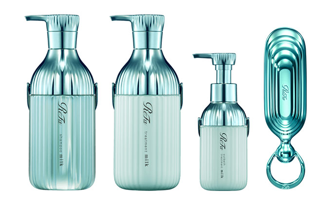 リファミルクプロテインシャンプー＆トリートメント＆アウトバストリートメントストレートセット＆リファシャンプーブラシミルク(エメラルド) セット