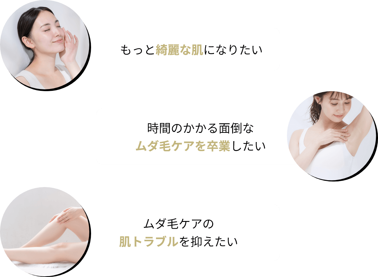 もっと綺麗な肌になりたい 時間のかかる面倒なムダ毛ケアを卒業したい ムダ毛ケアの肌トラブルを抑えたい