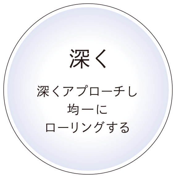 深く深くアプローチし均一にローリングする