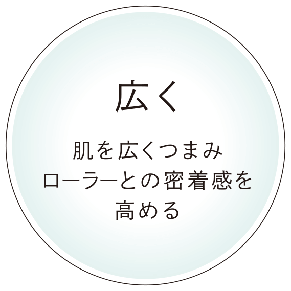 広く肌を広くつまみローラーとの密着感を高める