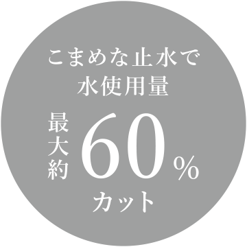 こまめな止水で水使用量 最大約60%カット