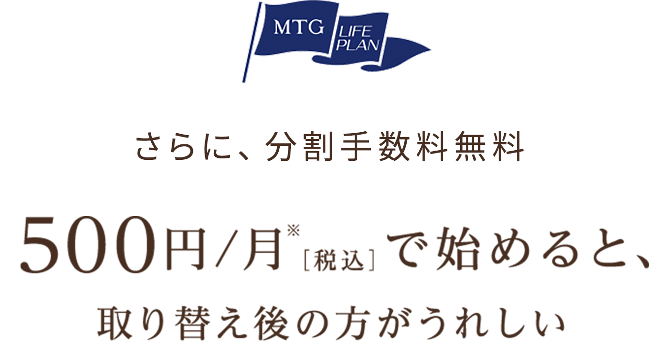 さらに、分割手数料無料 500円/月※［税込］で始めると、取り替え後の方がうれしい