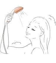 ファインバブルシャワーで汚れを落とす、うるおす。