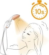 浴室を出る直前にミストで10秒美容液シャワーで包み込む。