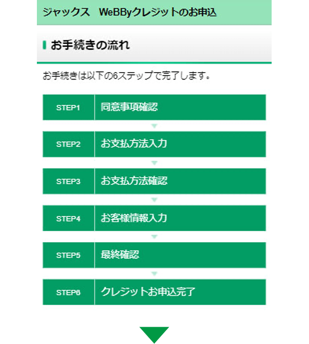 （株）ジャックスのお申込み画面にて、お手続きください。