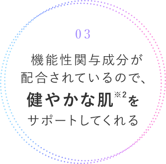 機能性関与成分が配合されているので、健やかな肌※2をサポートしてくれる