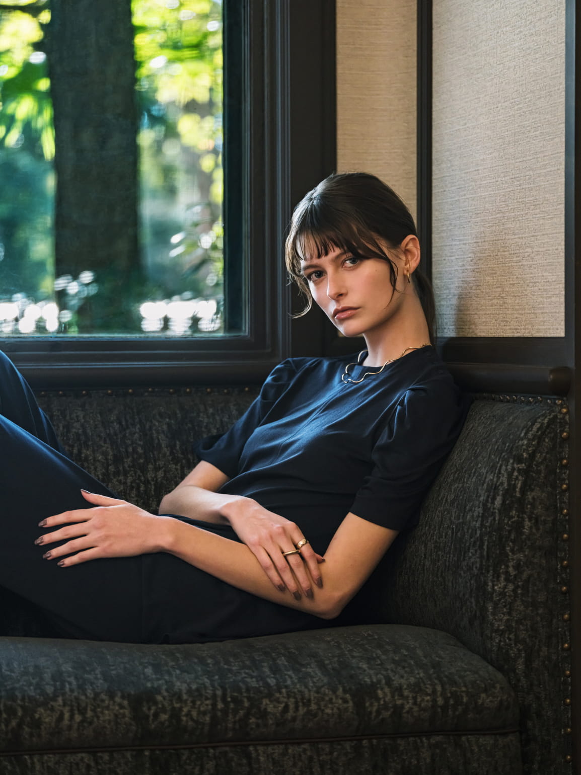 モイストスムース ギャザーショートスリーブプルオーバー モイストスムース ワイドパンツ