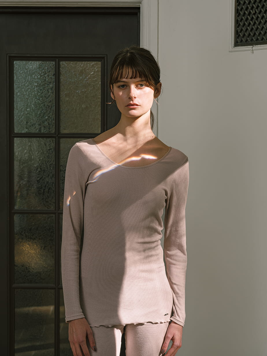 リッチシルクリブ Uネックロングスリーブインナー リッチシルクリブ レギンス