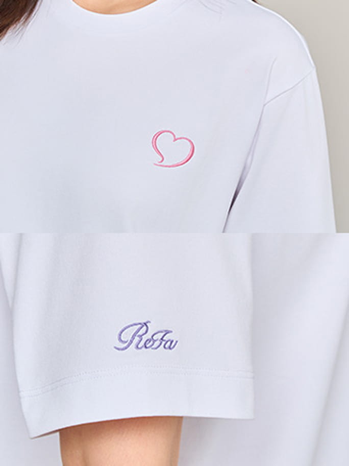 刺繍デザインのハートとReFaロゴ