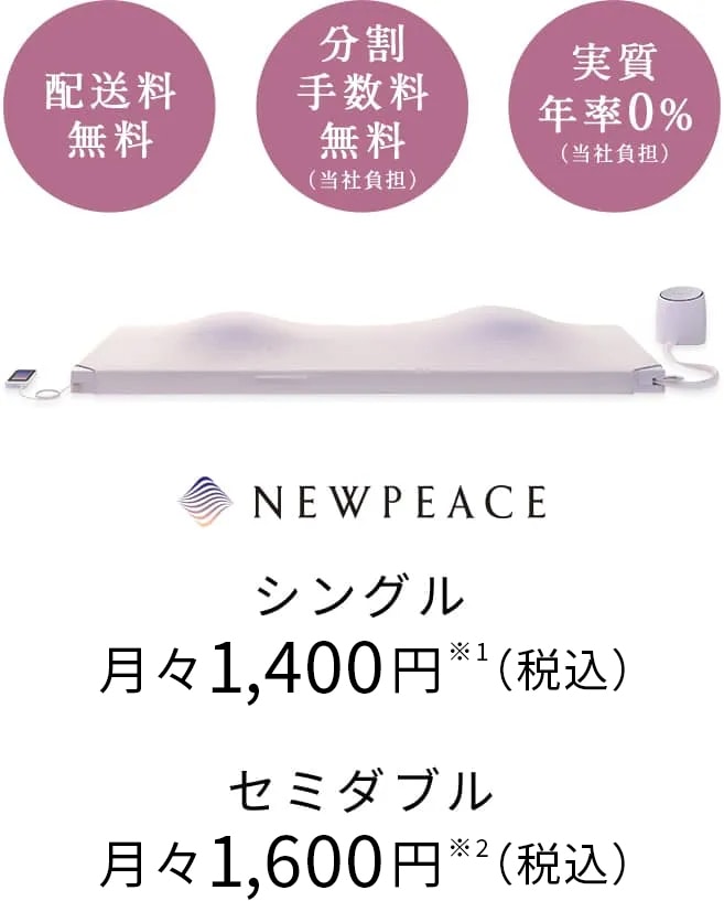 配送料無料 分割手数料無料（当社負担） 実質年率0%（当社負担）NEWPEACE