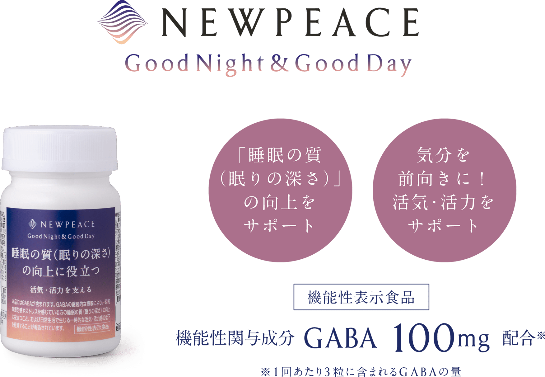 NEWPEACE Good Night & Good Day 機能性関与成分GABA100mg配合