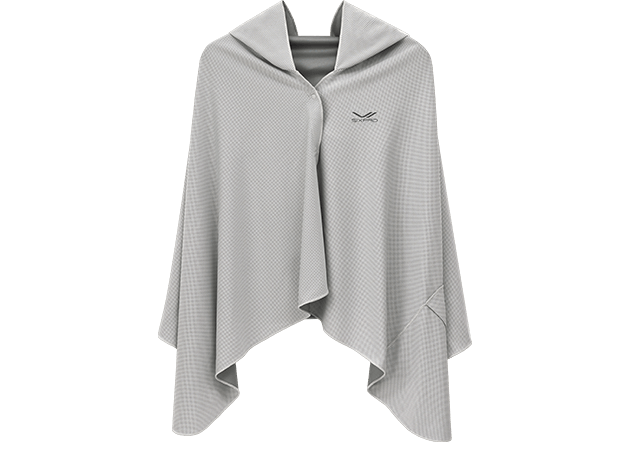 冷感フードポンチョ グレー