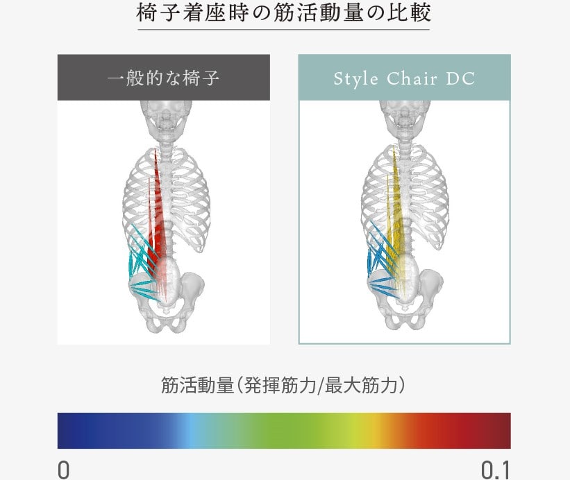 椅子着座時の筋活動量の比較