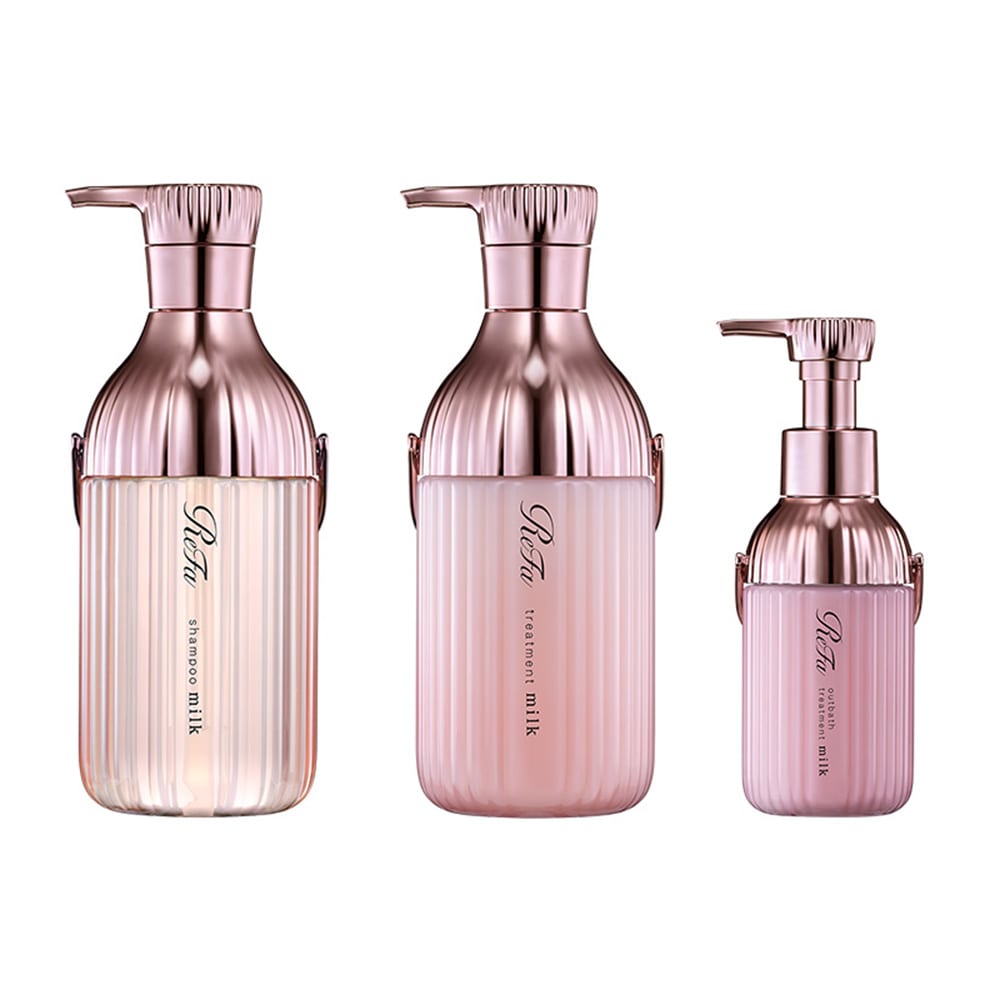 リファミルクプロテインシャンプー & トリートメント & アウトバストリートメントピンク セット