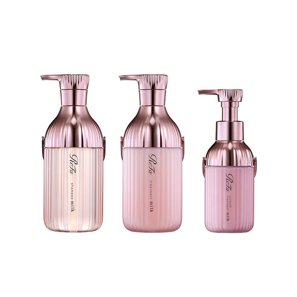 リファミルクプロテインシャンプー&トリートメント&アウトバストリートメントピンクセット