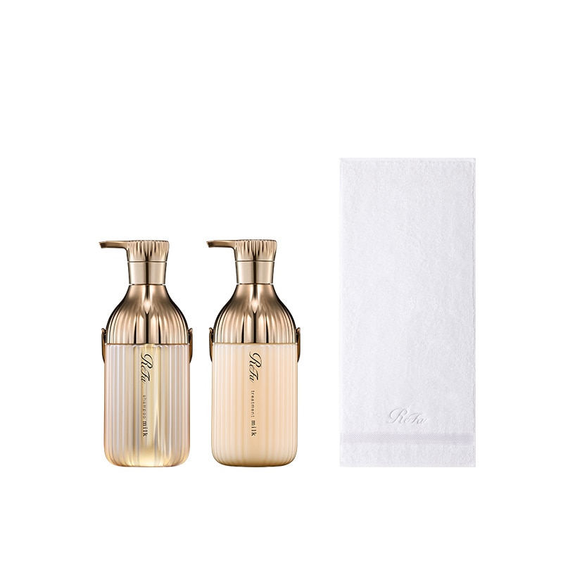 リファミルクプロテインシャンプーロイヤル & トリートメントロイヤル セット & リファヘアフェイスタオル(ホワイト)