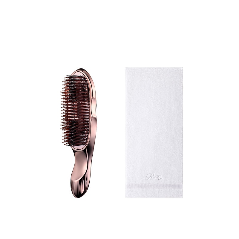 リファイオンケアブラシプレミアム(ローズゴールド) & リファヘアフェイスタオル(ホワイト)