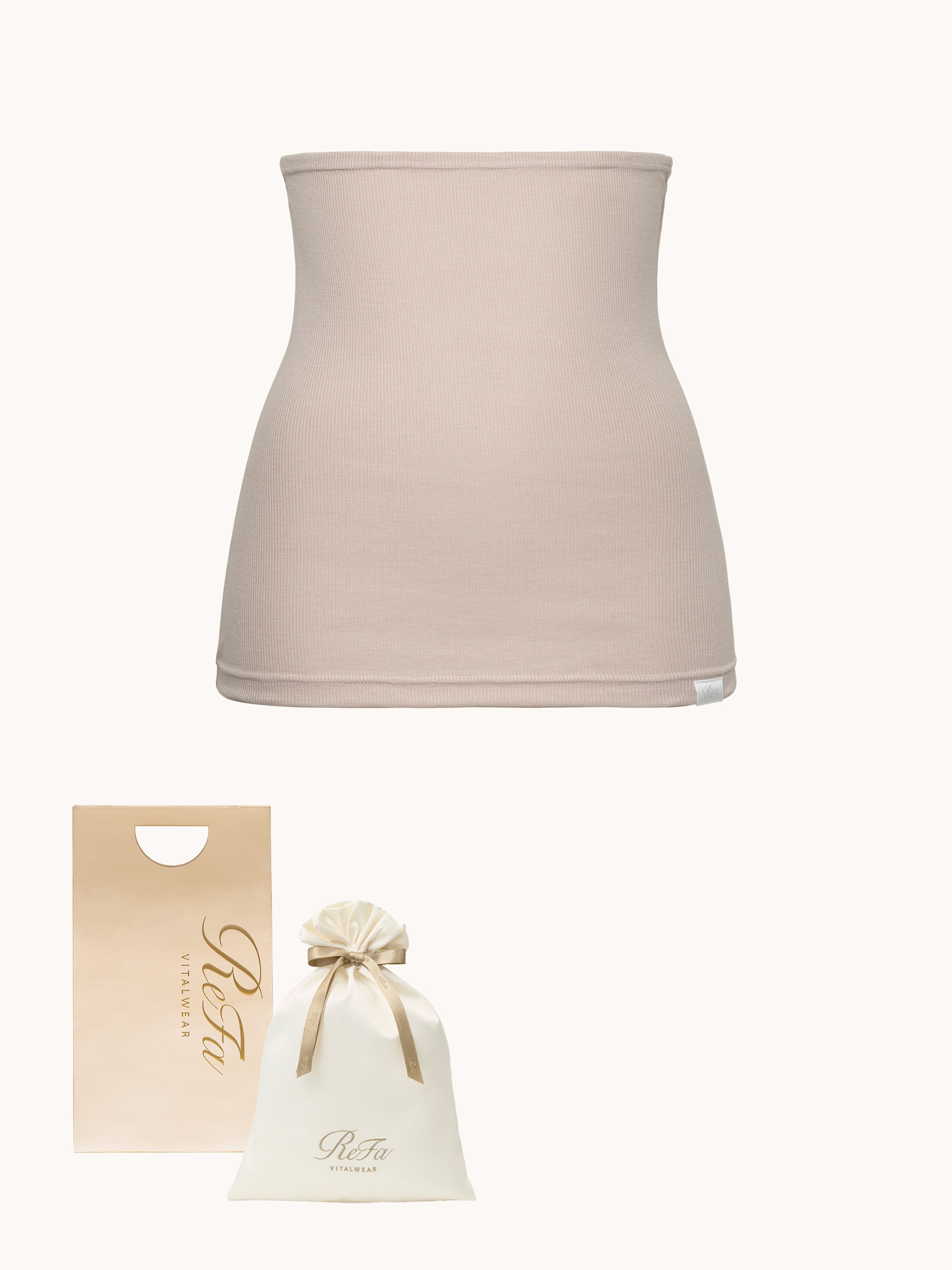【ReFa VITALWEARギフトラッピングセットM & ショッパーS】リファ バイタルテック モイストリブ ウエストウォーマー ベージュ S-L