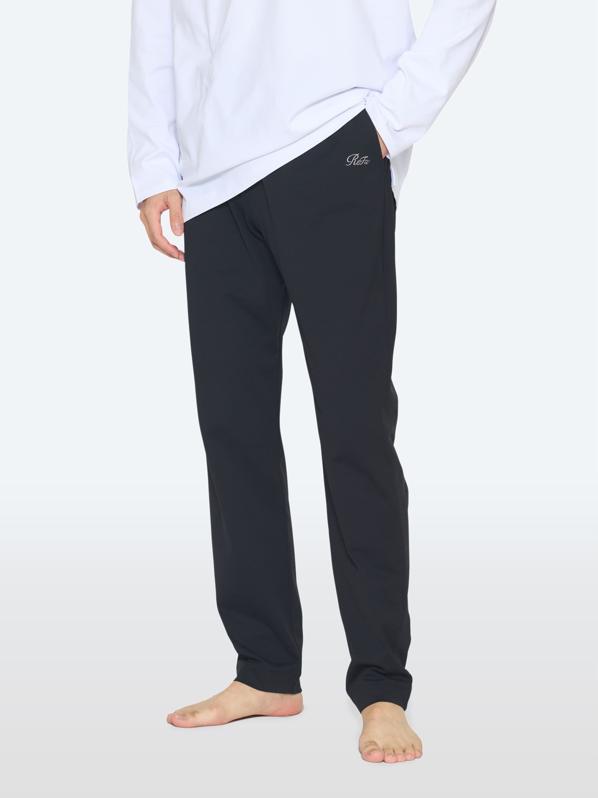 リファバイタルテック コンフォートジャージー テーパードパンツ ブラック S