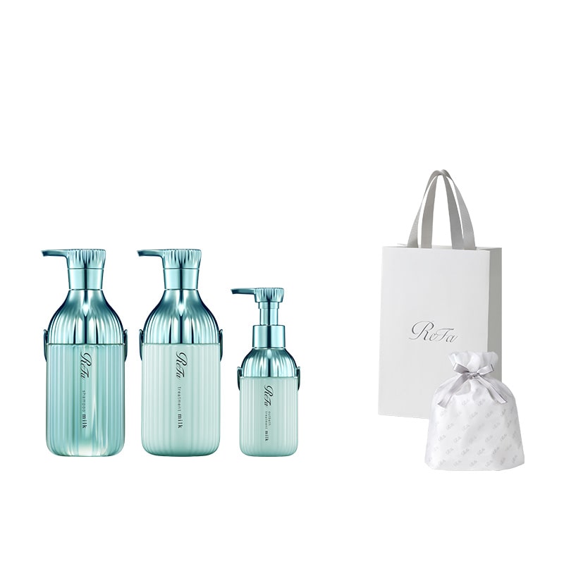 【ReFaギフトラッピングセット S】リファミルクプロテインシャンプー&トリートメント&アウトバス(ストレート)セット