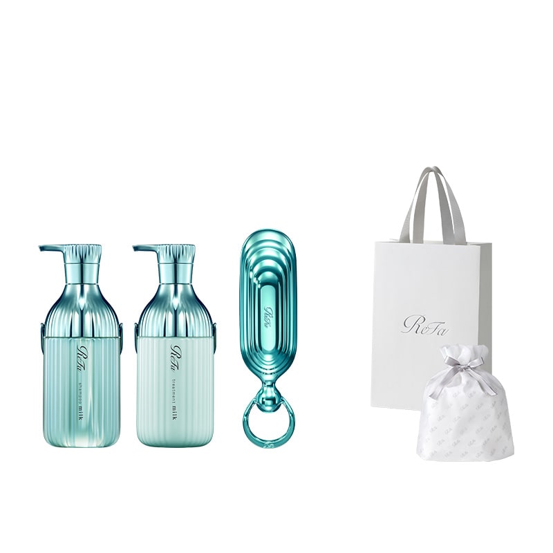 【ReFaギフトラッピングセット S】リファミルクプロテインシャンプー&トリートメント&シャンプーブラシ(ストレート)セット