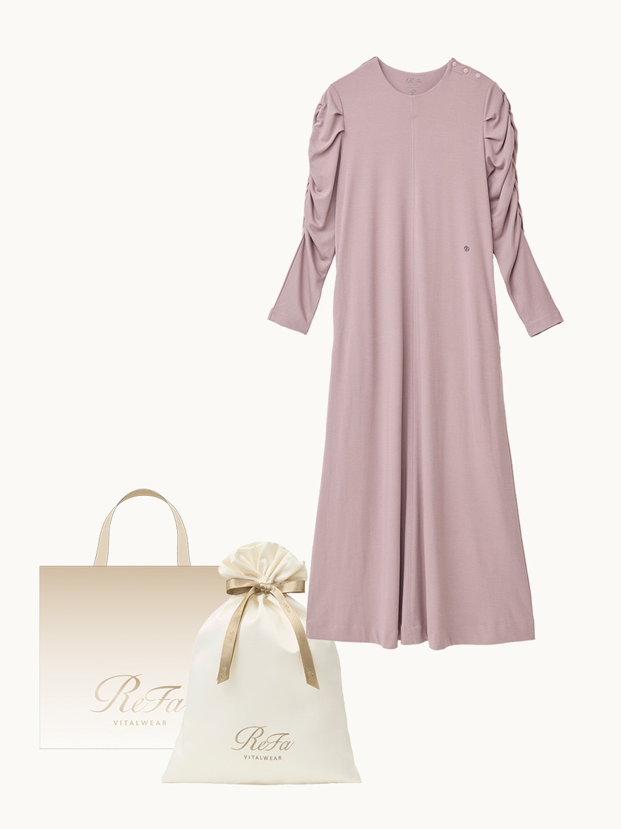 ［ギフトセット］モイストスムース ギャザースリーブマキシレングスシャツ