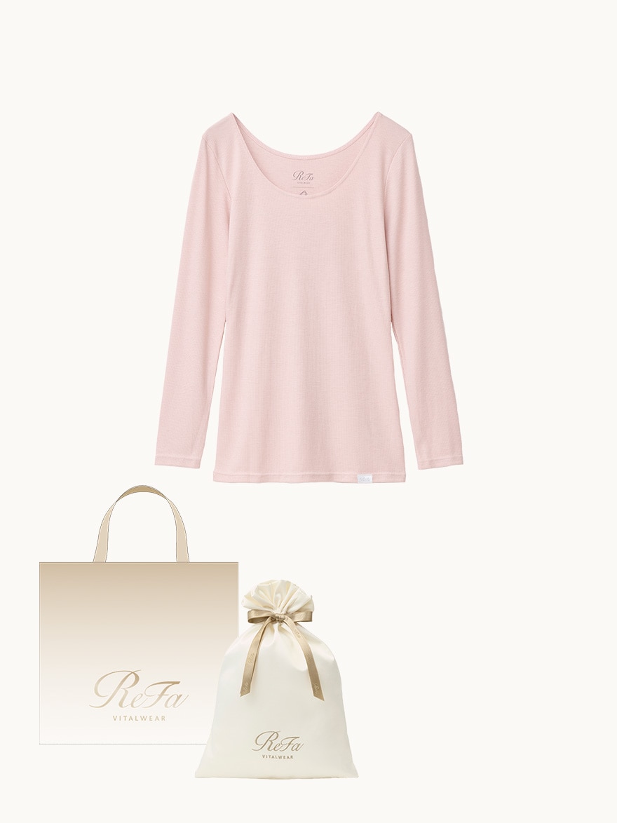 ［ギフトセット］モイストリブ Uネックロングスリーブインナー