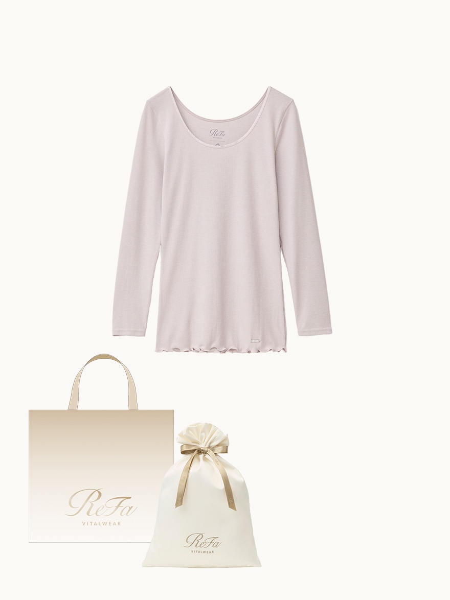 ［ギフトセット］リッチシルクリブ Uネックロングスリーブインナー