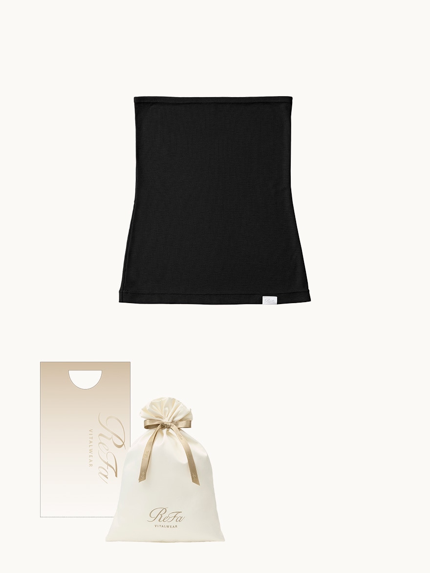 【ReFa VITALWEARギフトラッピングセットM + ショッパーS】リファバイタルテック モイストリブ ウエストウォーマー ブラック S-L