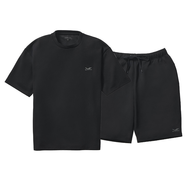 シックスパッド リカバリーウェア オーバーサイズTシャツ ブラック LL ＆ シックスパッド リカバリーウェア ハーフパンツ ブラック LL セット