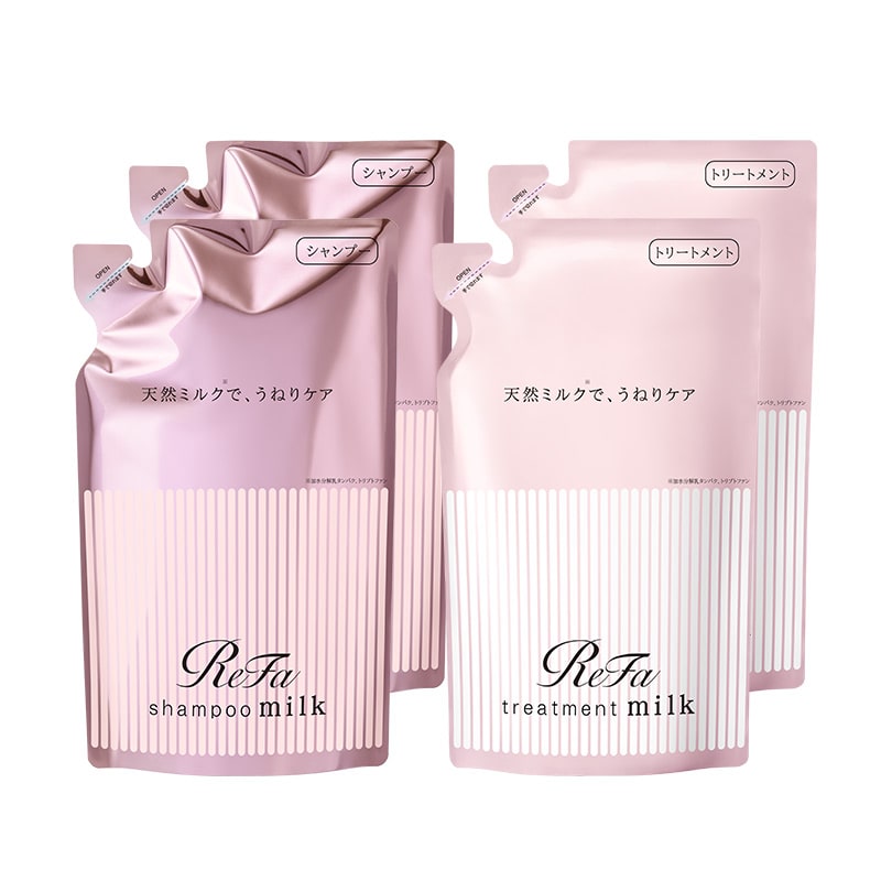 【定期購入】【5%OFF】リファミルクプロテインシャンプーピンク 詰め替え 430mL 2個 & トリートメントピンク 詰め替え 430g 2個 セット