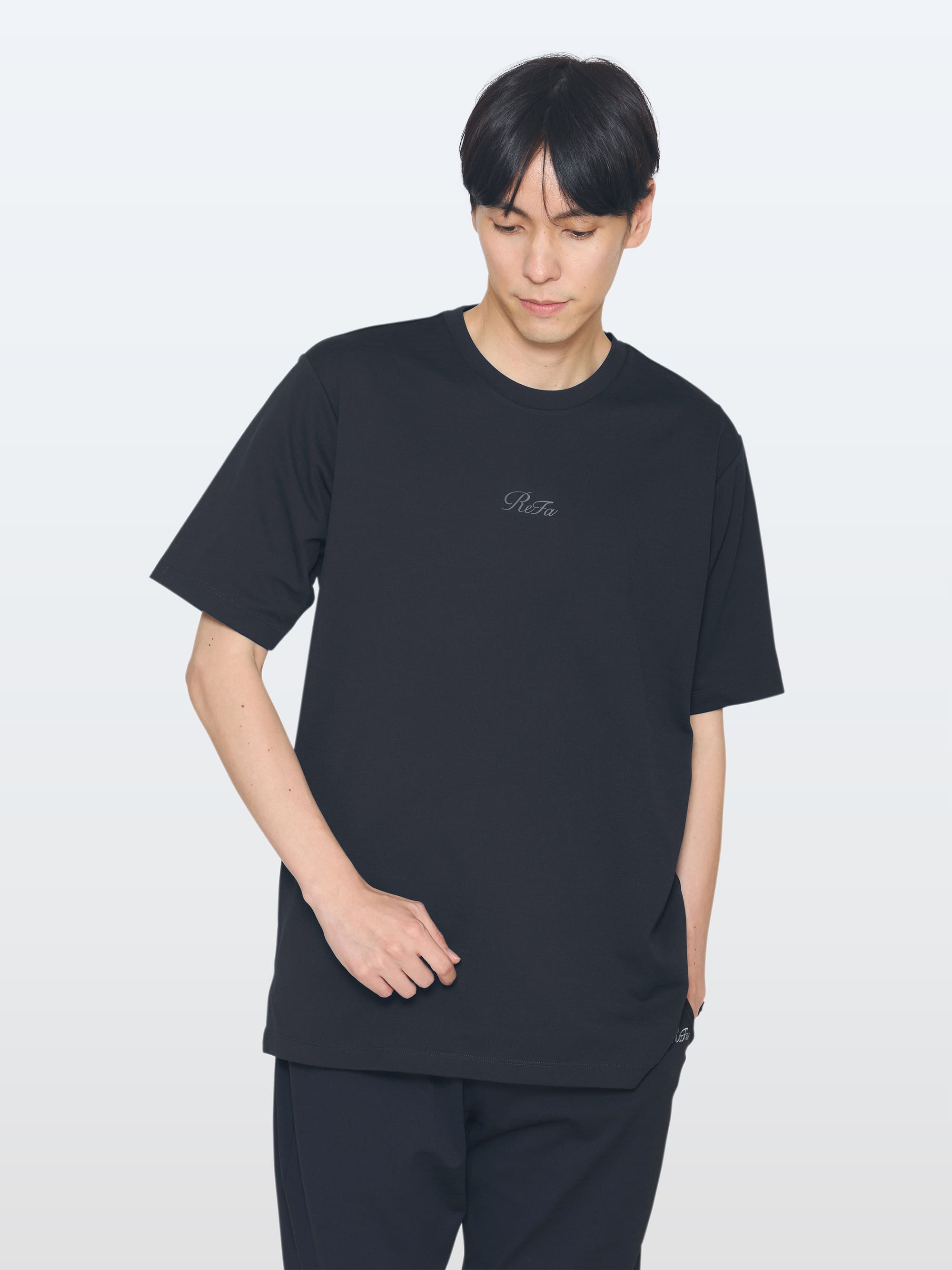 リファバイタルテック コンフォートジャージー クルーネックTシャツ ブラック M