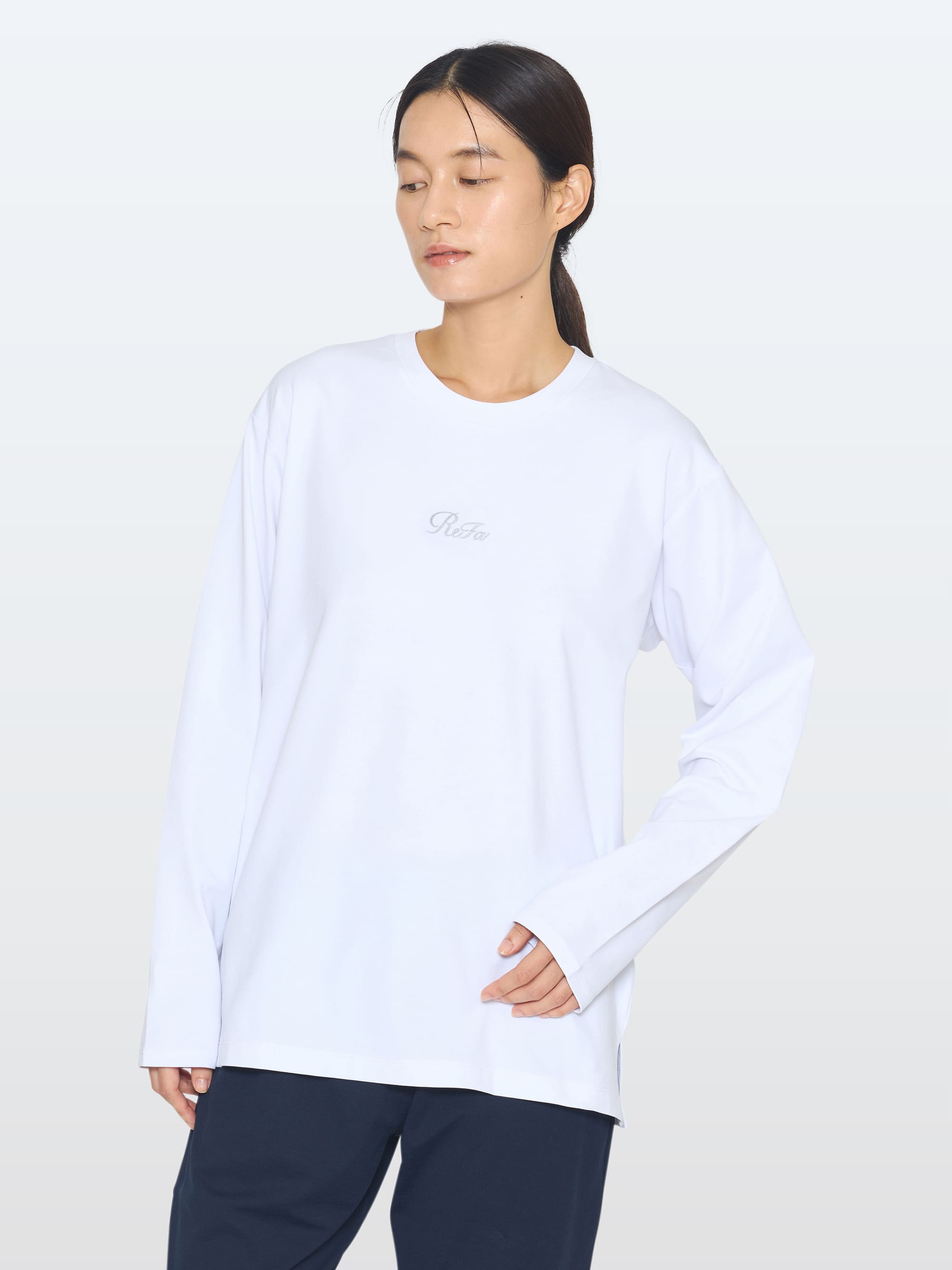 リファバイタルテック コンフォートジャージー クルーネックロングTシャツ シルバー M