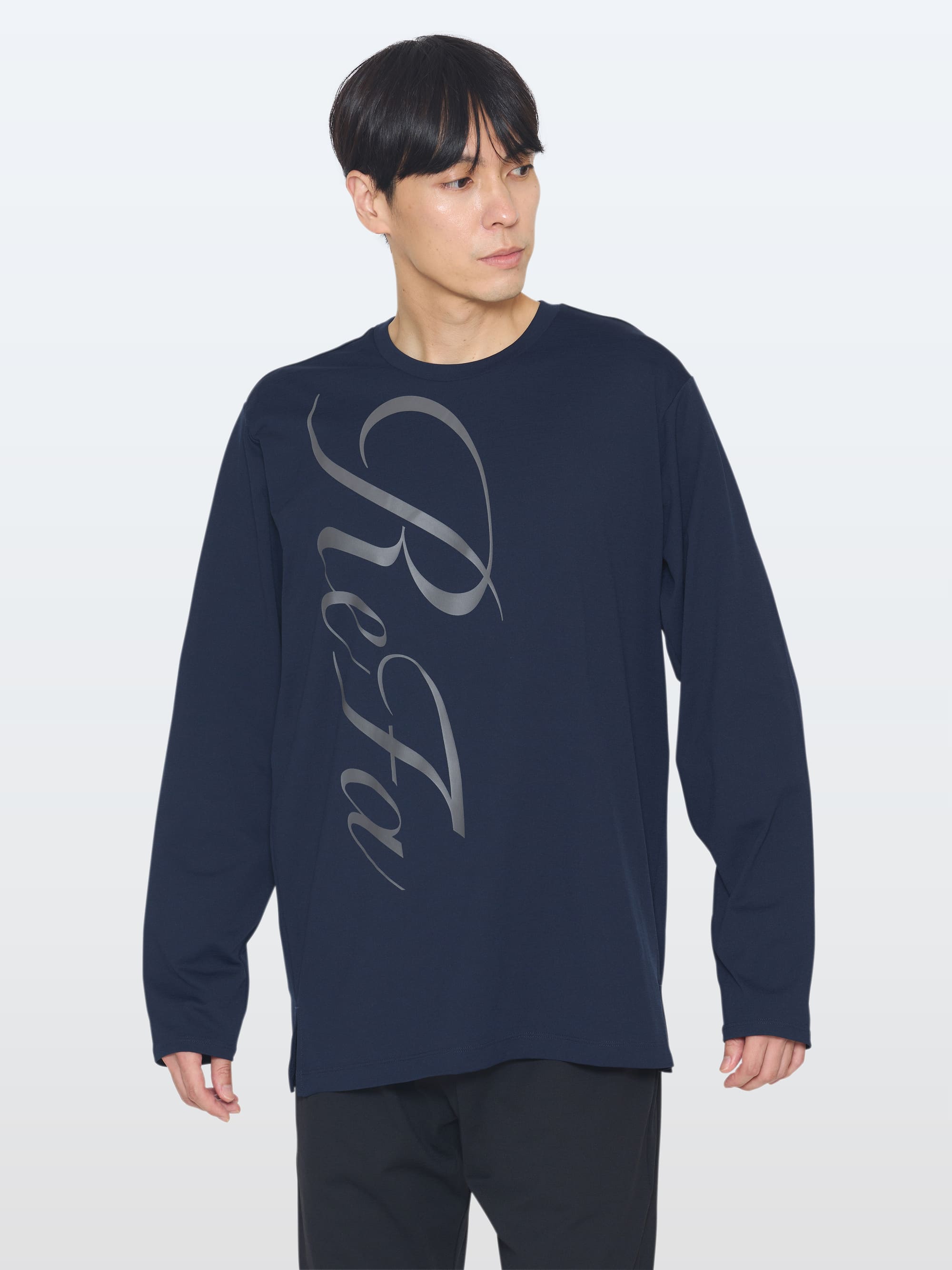リファバイタルテック コンフォートジャージー クルーネックロングTシャツ リファロゴ ネイビー S