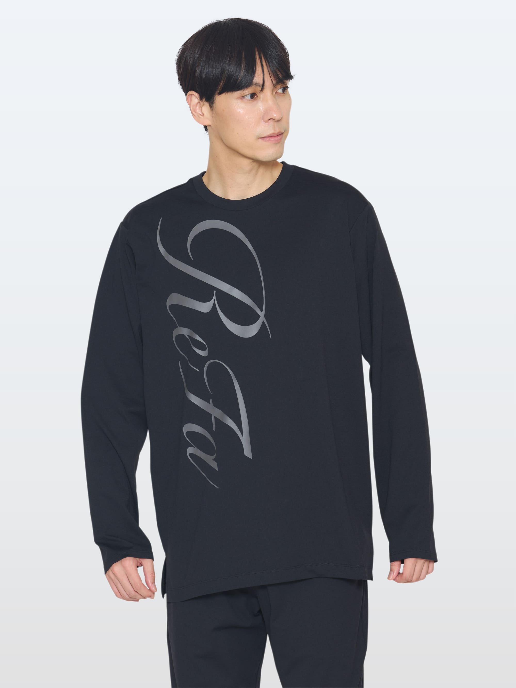 リファバイタルテック コンフォートジャージー クルーネックロングTシャツ リファロゴ ブラック LL