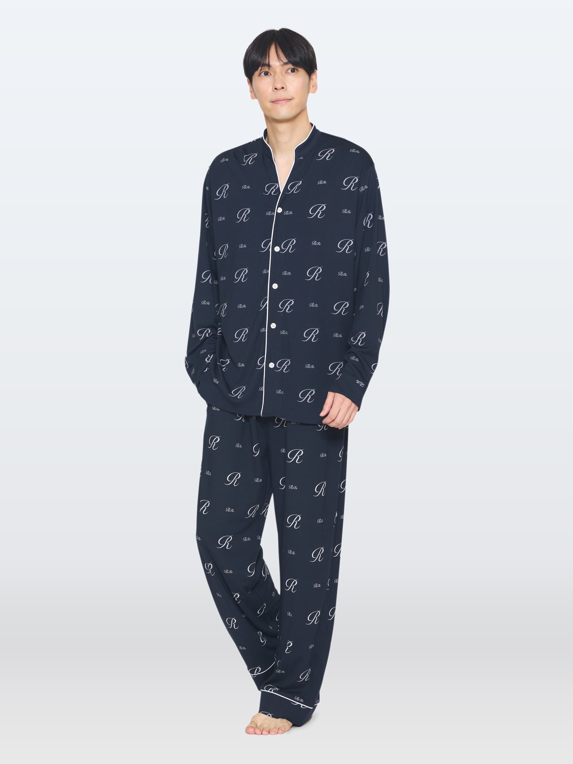 リファバイタルテック モイストスムース スタンドカラースリープウェア リファロゴ/MEN ネイビー M