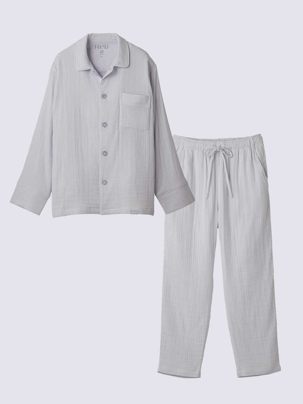 ReD バイタルテック スリープ オーガニックコットンパジャマ長袖ロングパンツセット ライトグレー L