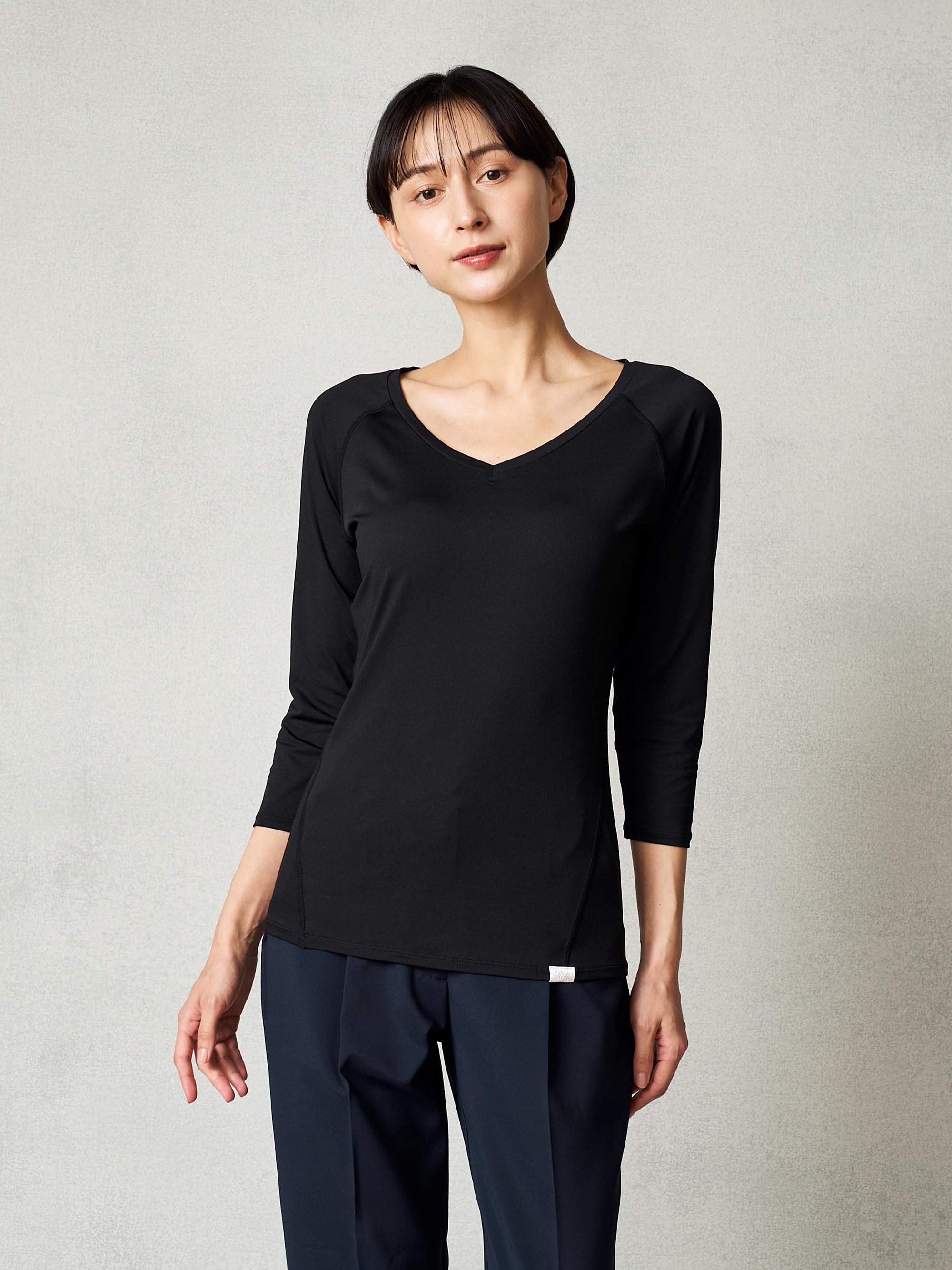 リファ バイタルテック ストレッチジャージー スクラブ インナー ブラック M