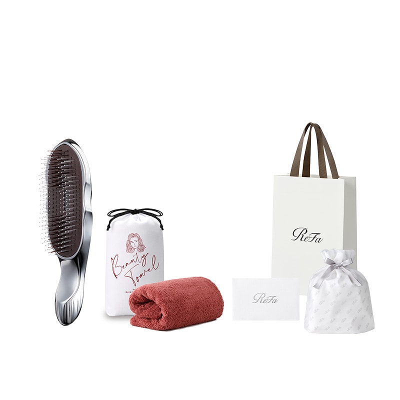 【ReFaプレミアムラッピングセット S】リファイオンケアブラシ + リファヘアドライタオル(テラコッタ)