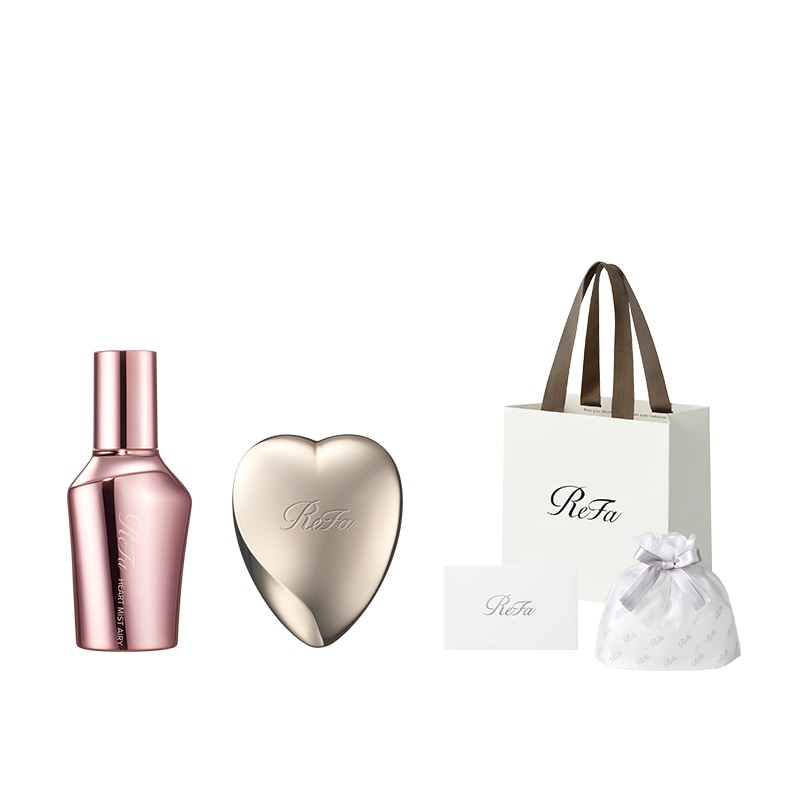 【ReFaプレミアムラッピングセット SS】リファハートブラシ（シャンパンゴールド） +リファハートミストエアリー