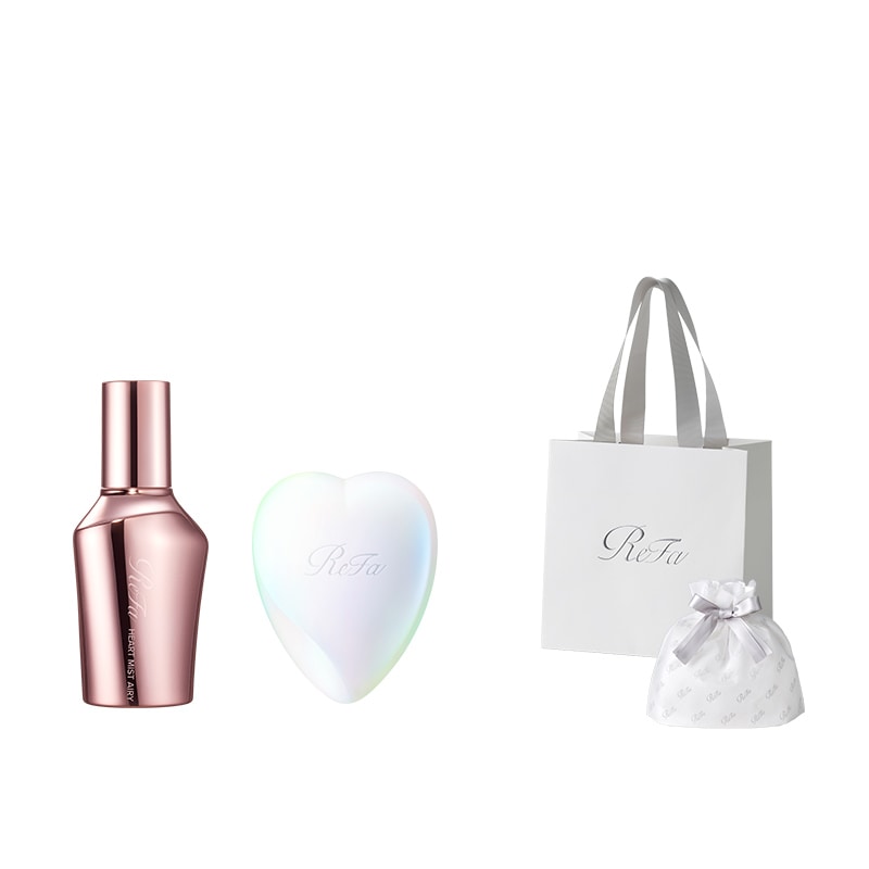 【ReFaギフトラッピングセット SS】リファハートブラシ（オーロラホワイト） &リファハートミストエアリー