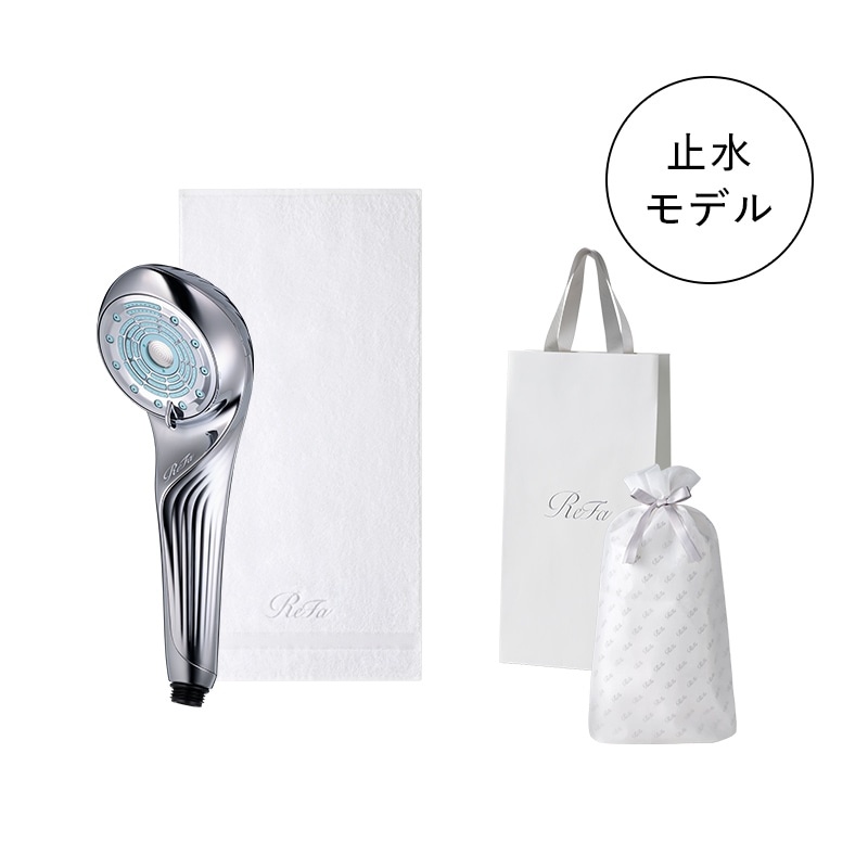 【ReFaギフトラッピングセット S＋】リファファインバブル U＋（シルバー） ＆ リファミニバスタオル（ホワイト）