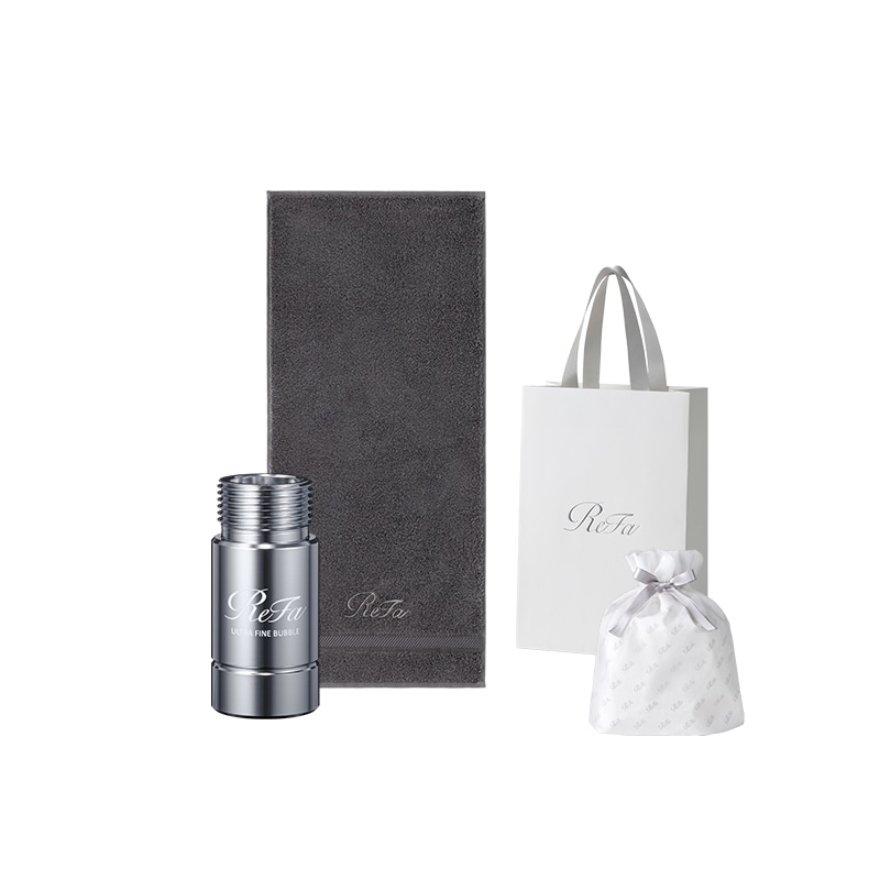 【ReFaギフトラッピングセット S】リファウルトラファインバブル ランドリー ＆ リファヘアフェイスタオル（ダークグレー）