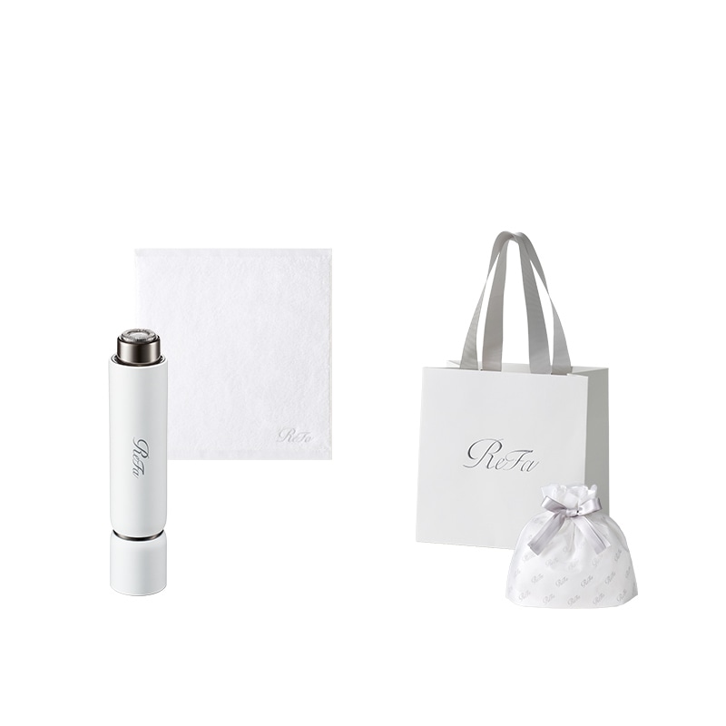 【ReFaギフトラッピングセット SS】リファスキムシェーバー（ホワイト） ＆ リファハンドタオル（ホワイト）